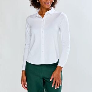 Sara Campbell Long Sleeve Button Down Cotton Knit Shirt